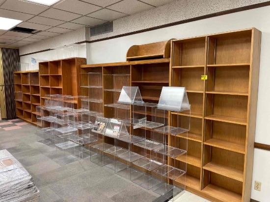 Plastic and Wood Shelving. East and South Wall.