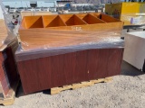 WOOD CABINET AND 2- WOOD BOOK SHELVES