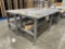 (2) Adjustable Height Work Benches. 8ft long. On Casters