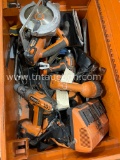 TOOLBOX W/ RIDGID POWER TOOLS AND OTHERS