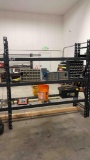 Shelving Unit with Test Equipment, (2) Cpmpressors and VFD's