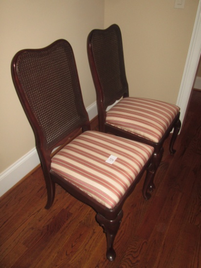 Pair Of Ethan Allen Georgian Court Cane Back Chairs