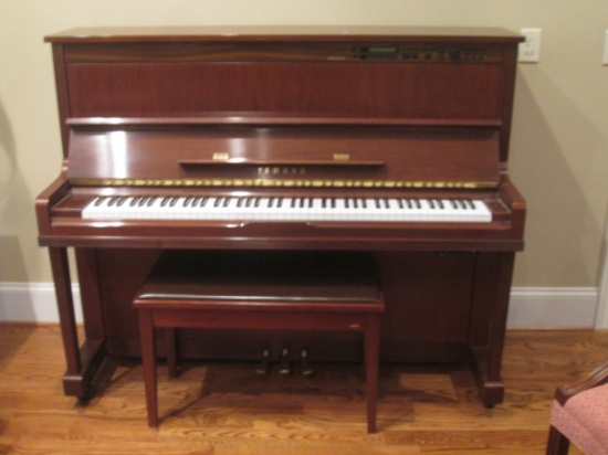 Yamaha Disklavier Player Piano And Bench.