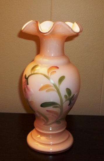 Hand Painted Fenton Vase.