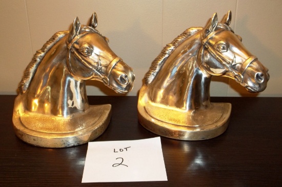 Pair Of Vintage Meal Horse Head Book Ends By Pmc