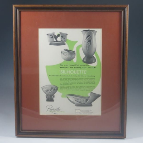 Roseville Silhouette Framed Advertisement - Exc