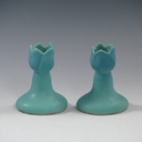 Van Briggle Tulip Candleholders (2) - Mint