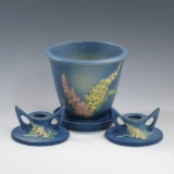 Roseville Foxglove Flower Pot, Saucer & Candlehold