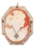 LADIES VICTORIAN SHELL CARVED CAMEO PIN