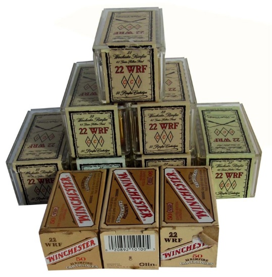 AMMO - .22 WRF - 7 BOXES CCI, 50 ROUNDS EACH; 3 BOXES WINCHESTER, 50 ROUNDS EACH