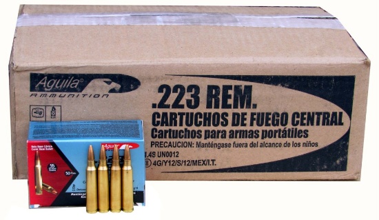 AMMO - .223 AGUILA - 20 BOXES, 50 ROUNDS EACH, 55 gr FMG