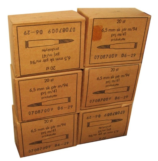 AMMO - 6.5x55mm - 6 BOXES, 20 ROUNDS EACH