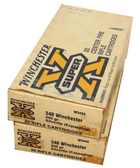 AMMO - .348 WINCHESTER - 2 BOXES, 20 ROUNDS EACH