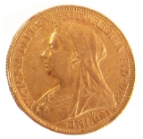 GREAT BRITAIN GOLD SOVEREIGN VICTORIA VEILED GOLD COIN