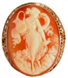 VICTORIAN CARVED SHELL CAMEO NECKLACE/PIN