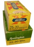 AMMO - .25-20 - 2 BOXES, 50 ROUNDS EACH