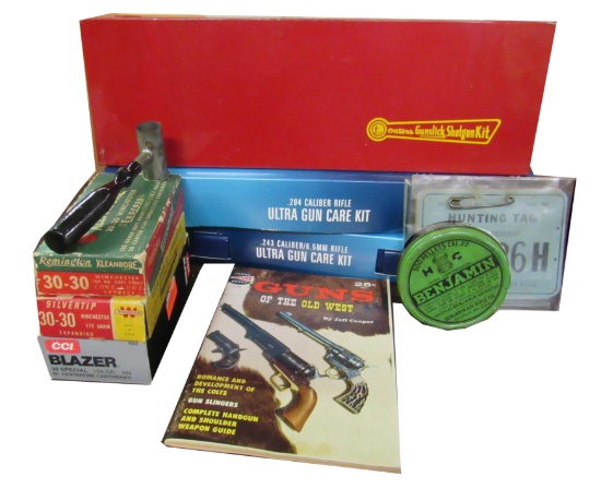 GUN CLEANING KITS, MISC AMMO & SPORTING COLLECTIBLES