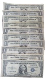US $1 SILVER CERTIFICATES - (5) SERIES of 1935A; (4) SERIES of 1935E + (1) SERIES of 1953
