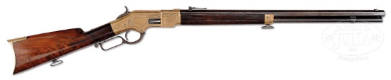 RARE ENGRAVED WINCHESTER MODEL 1866 LEVER ACTION RIFLE WITH