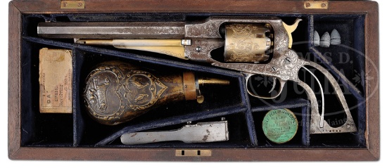 RARE ENGRAVED REMINGTON NEW MODEL ARMY PERCUSSION REVOLVER.