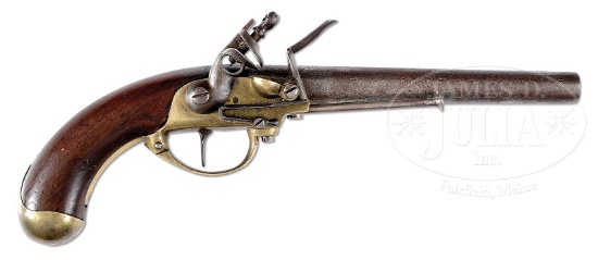 RARE NORTH & CHENEY FLINTLOCK PISTOL, SERIAL NUMBER 816.