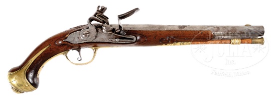 ELEGANT 18TH CENTURY EUROPEAN FLINTLOCK OFFICER'S PISTOL.
