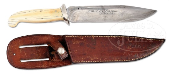 EXTREMELY RARE INSCRIBED SCAGEL UTILITY KNIFE WITH ULTRA-RARE IVORY