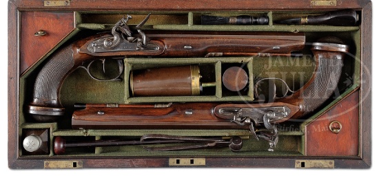 PAIR OF OFFICERS OR DUELING PISTOLS BY W. BOND