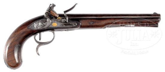 HIGH QUALITY SILVER MOUNTED OFFICERS OR DUELING PISTOL BY