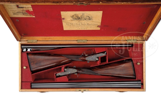 ANTIQUE PAIR OF 16 GAUGE BOSS SIDELOCK EJECTOR SINGLE