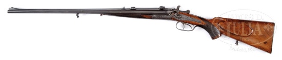 *NICELY ENGRAVED TOP LEVER HAMMER DOUBLE RIFLE BY PETERLONGO.