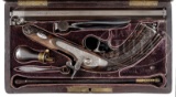 ATTRACTIVE HIGH GRADE CASED SINGLE-SHOT PERCUSSION TARGET PISTOL BY
