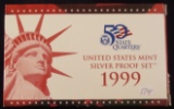 1999 US Mint 50 State Quarters Silver Proof Set w/Quarters