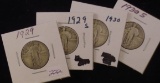 4ea. Standing Liberty Quarters  1929,29S,30,30S