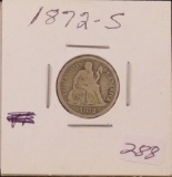 1872S Liberty Seated Dime