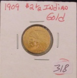 1909 2 1/2 Dollar Gold Indian Head Quarter Eagle