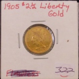 1905 2 1/2 Dollar Gold Liberty Head Quarter Eagle