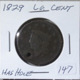 1839 Large Cent (has Hole)