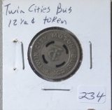 Twin Cities Bus Token 12 1/2 Cents