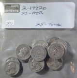 Washington Quarters 2-1942d, 23-1942 25 Total