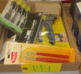 Chisels, piston groove cleaner, file handles, data cable crimper