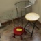 Grouping--2 Glass Top Tables, Plant Stand, Folding Stool