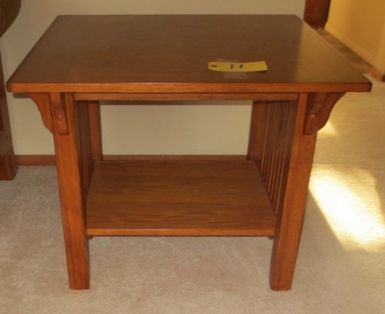 Oak Mission Style Lamp Table