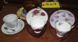 Carnival Compote, Cup & Saucer, Painted Plate