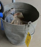 Metal Bucket with Tire Chains