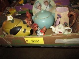 Pig Cookie Jar, Weather Alert Monitor, Decorative Plates, Rooster and hen