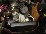 Cutting Boards, Teapot, Mason Jar lids, Enamel Pots, Hot Plate