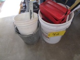 Buckets W/ Misc. Door parts and Chainsaw bar