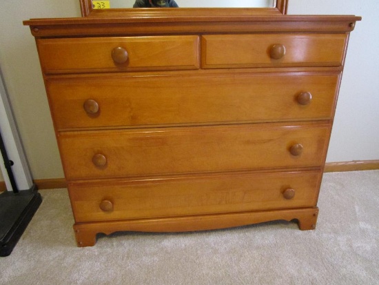 Nice Wooden 5 Drawer Dresser with Mirror