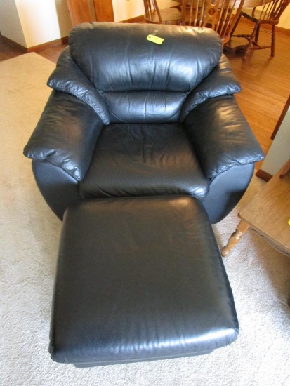 Leather Chair and Ottoman- Good Condition